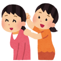 肩たたく女